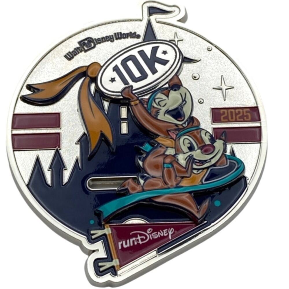 Run Disney Medal/ Ribbon 2025 10K Full Size Slider Chip & Dale Marathon New